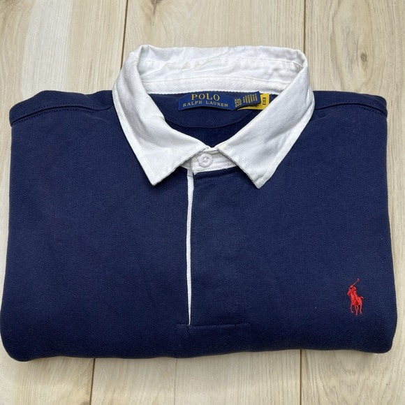 Polo Ralph Lauren Men Classic Fit Hybrid Fleece Rugby Shirt Sweater Navy XXL - Picture 1 of 14